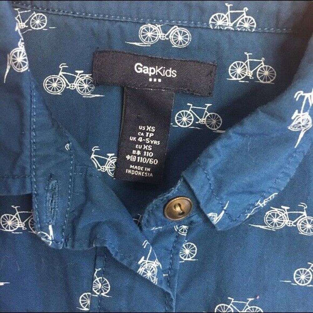 Gap Girls Dress Size XS 4 5 Blue Bicycle Print Shirt - Picture 4 of 6